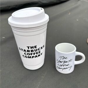 Starbucks White Travel Mug and Mini Mug Set